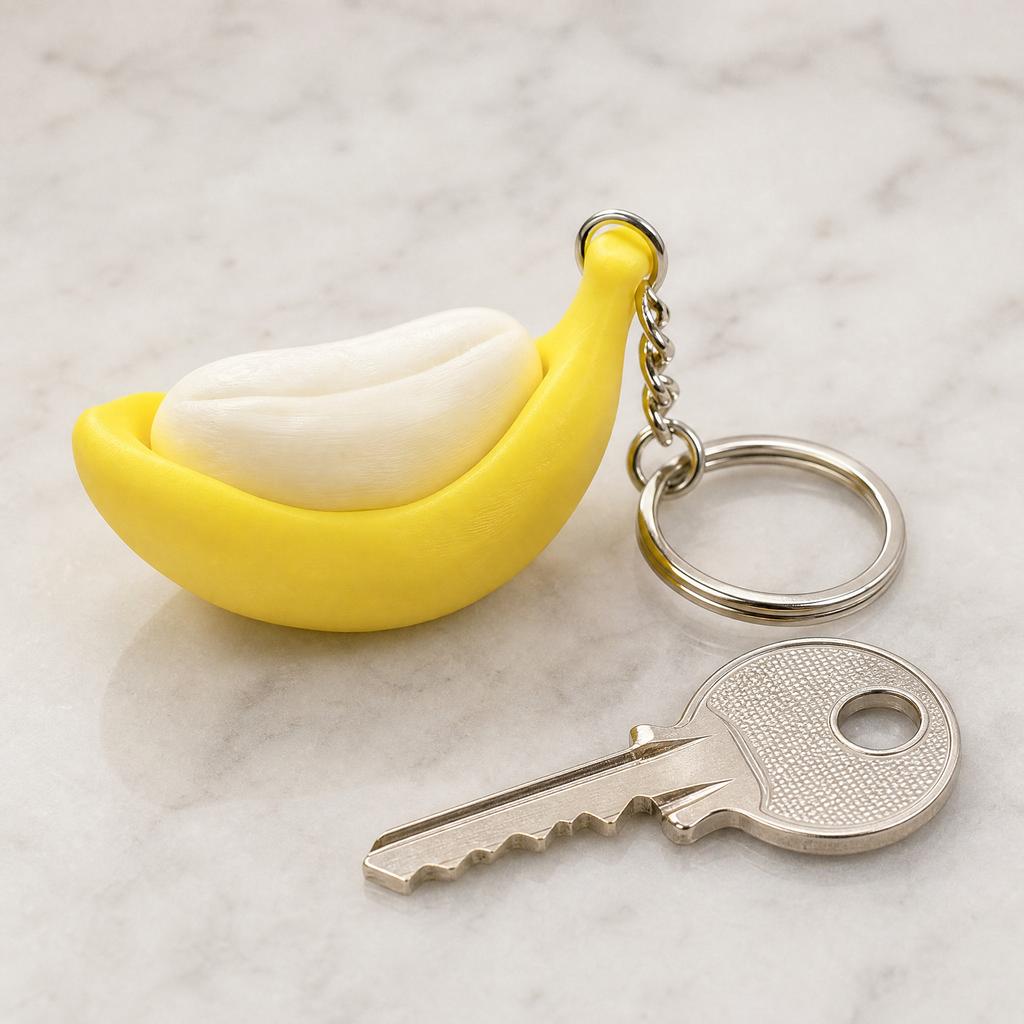 Cute Banana Fidget Keychain Mechanical Switch Push Button Clicker Stress Anxiety Relief Decompression Sensory Squeeze Fun Gift