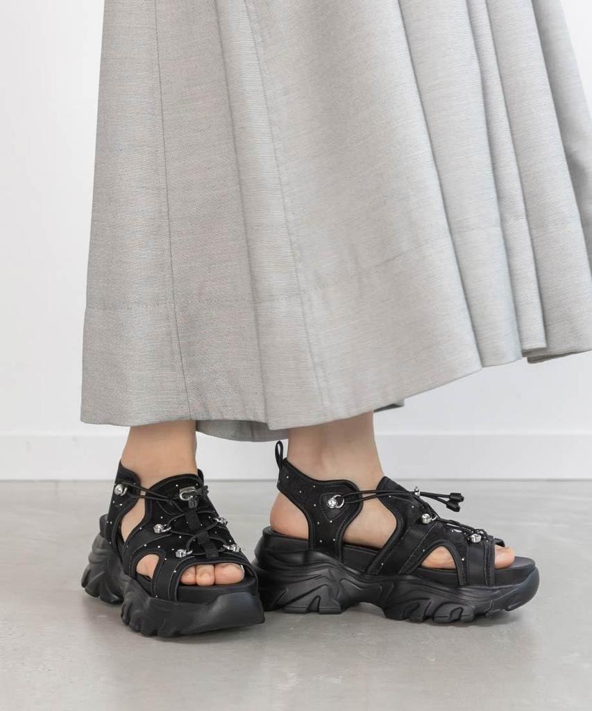 Спортивные сандалии с прозрачными вставками и украшениями PR35183 BLACK S