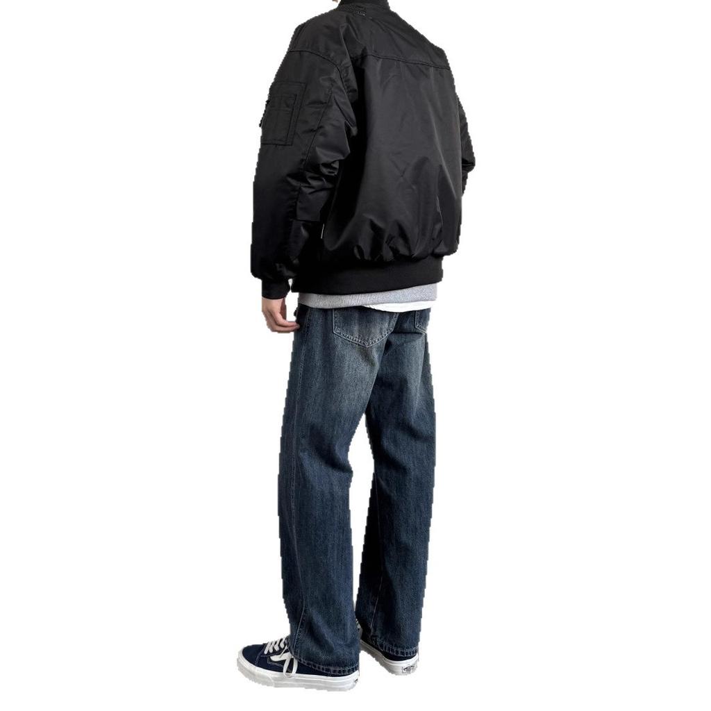 Ретро Моющиеся Антикварные Свободные Прямые Джинсы для Мужчин и Женщин Повседневные Темно-синие Повседневные Брюки