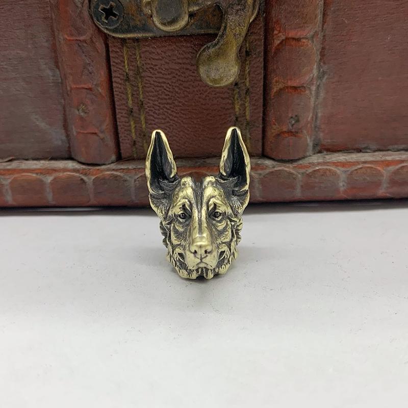 Brass Shepherd Head Keychain Pendant Designer Handmade Metal DIY Paracord Accessories for Fashion Outdoor Bag Charm