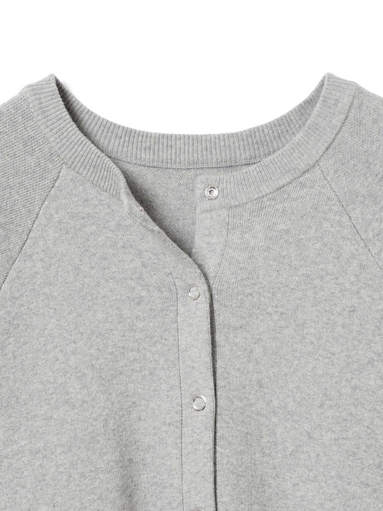 В:MING LIFE STORE от BEAMS Женский кардиган с длинным рукавом, вязаный, двусторонний, типа свитшота, ТОПОВО-СЕРЫЙ, Свободный размер