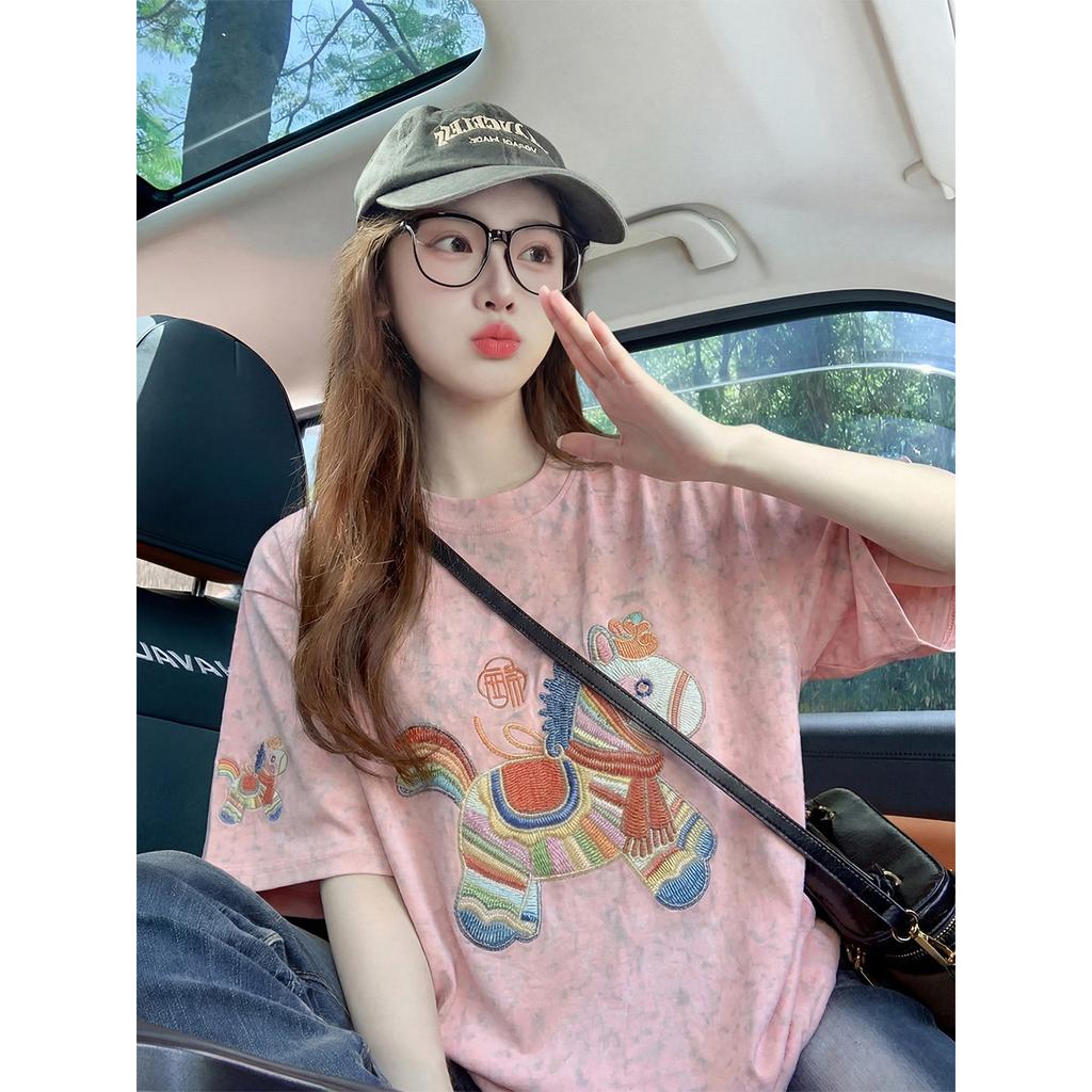 Women's Loose Slimming Round Neck Printed T-Shirt
