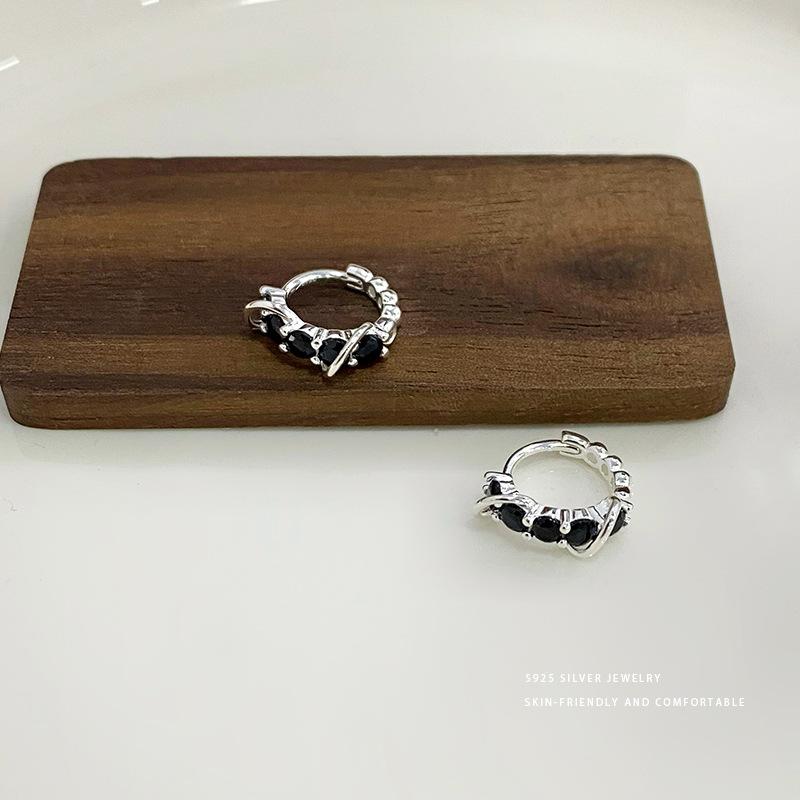 Fashionable Wrapped Zircon Earrings for Women Simple Niche Daily Earrings Temperament Earrings High-end