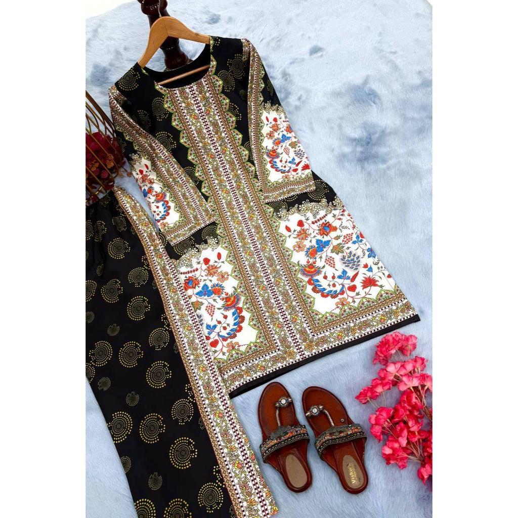 *Launching New Đěsigner Party Wear Look Pur Natural Crepe Top&plazzo Co-ords Set*