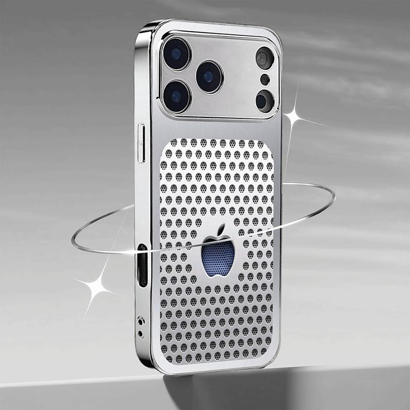 Металлический Чехол для Телефона с Узором из Круглых Отверстий, Закаленное Стекло, Гальванизированный Чехол для iPhone 17 Pro Max 11 12 13 14 15 16 Plus 16E 17Air
