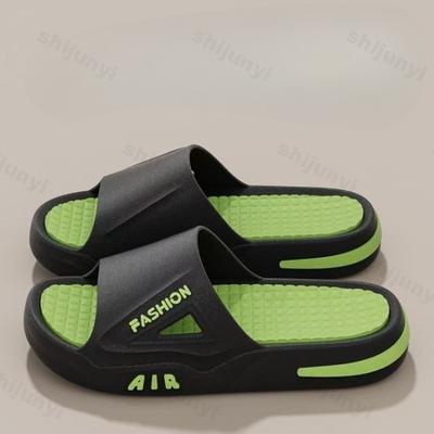 Модные мужские шлепанцы с открытым носком, нескользящие тапочки для ванной, домашняя обувь, толстая мягкая подошва, дышащие, удобные, на плоской платформе, домашние тапочки