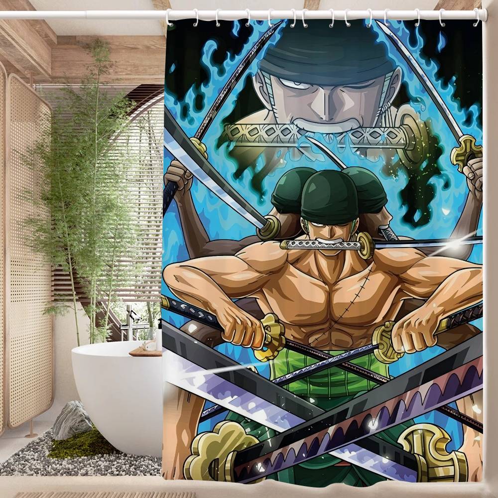 RORONOA ZORO ONE PIECE Аниме Современная Простая Занавеска для Душа Декоративная для Ванной Комнаты Полиэстеровая Занавеска для Душа С Крючками