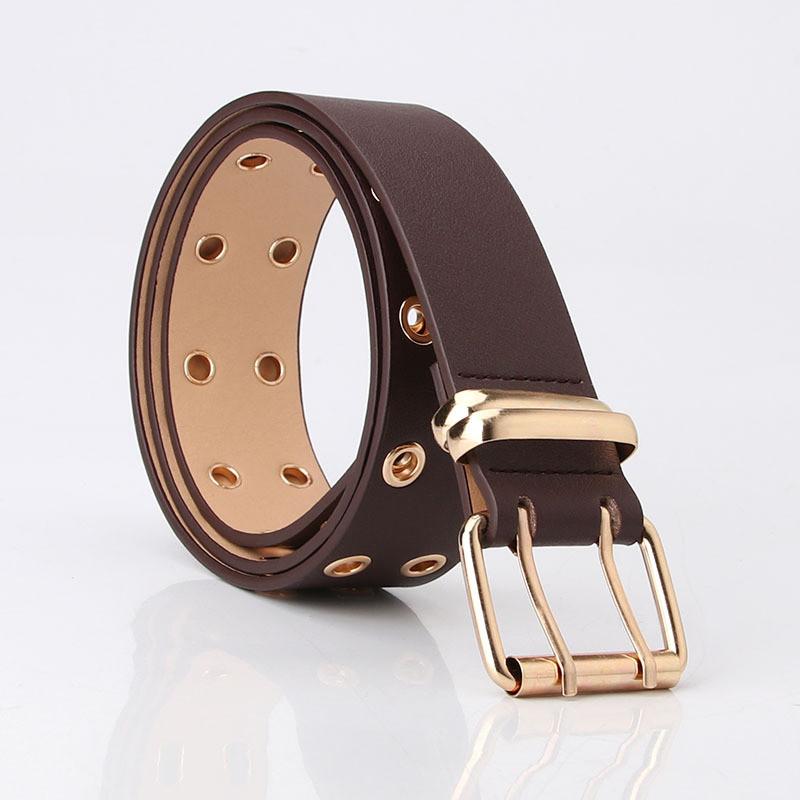 Trendy Pu Designer Belt With Hollow Geometric Details For Female Street Fashion