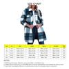 Women Long Sleeve Shacket Drop Shoulder Loose Fit Plaid Shirt Jacket with Chest Pockets Blue XXL