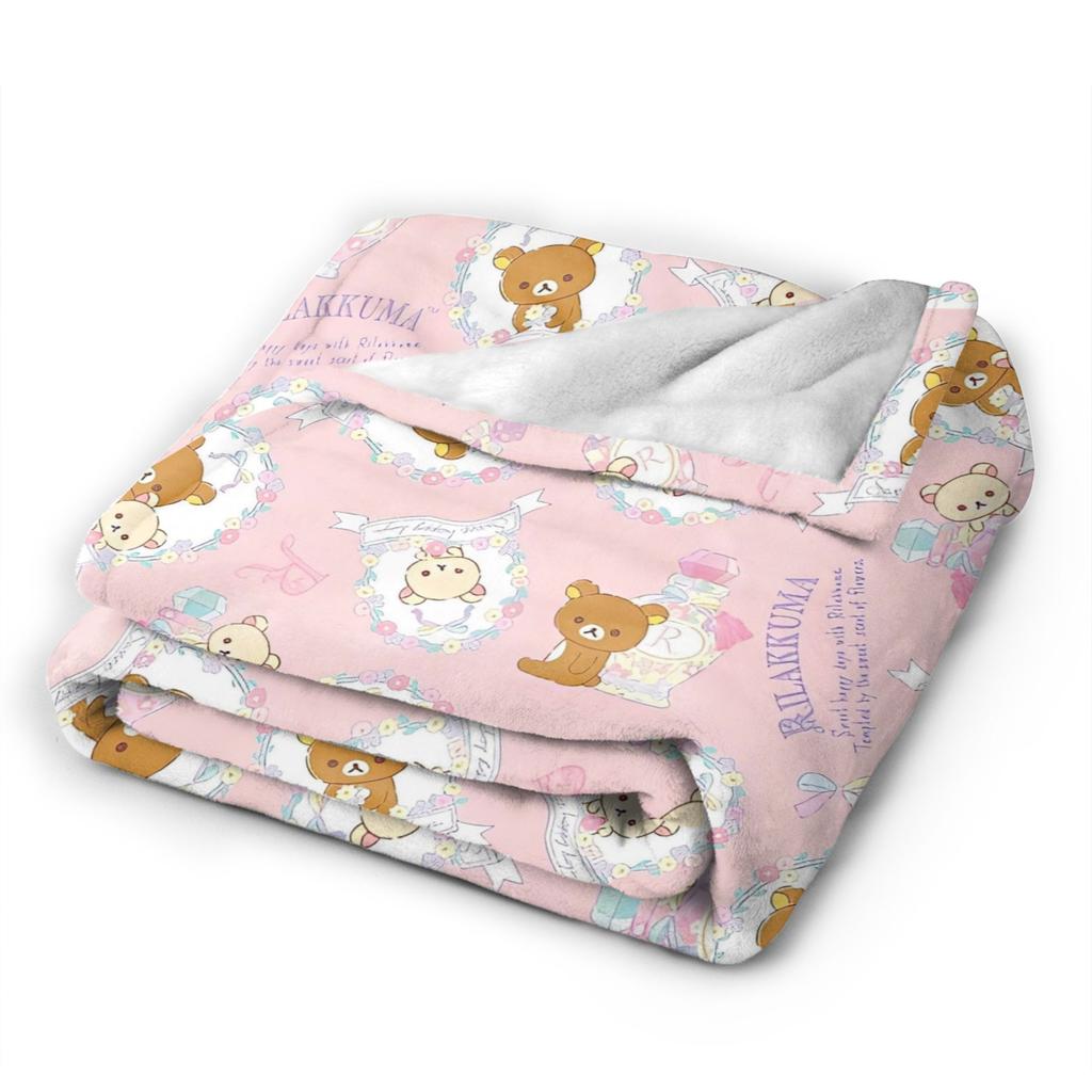 Pink Cute Bear Rilakkuma Blanket Fuzzy Awesome Breathable Throw Blankets for Bed Sofa Winter,