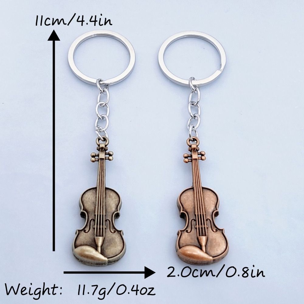 Copper Bronze Violin Key Chain Cello Musical Instrument Pendant  Musician Jewelry