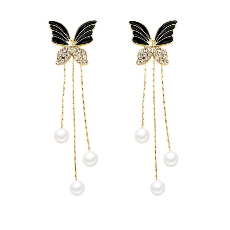 Fashion Black Butterfly Tassels Dangle Earrings for Women's Earrings Jewelry Girl Gift Brincos