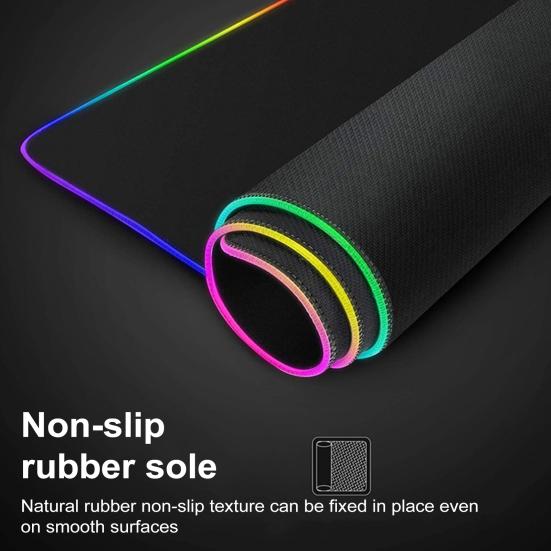 Коврик для мыши с беспроводной зарядкой RGB Gaming с 14 режимами подсветки, нескользящая основа, ультрагладкий