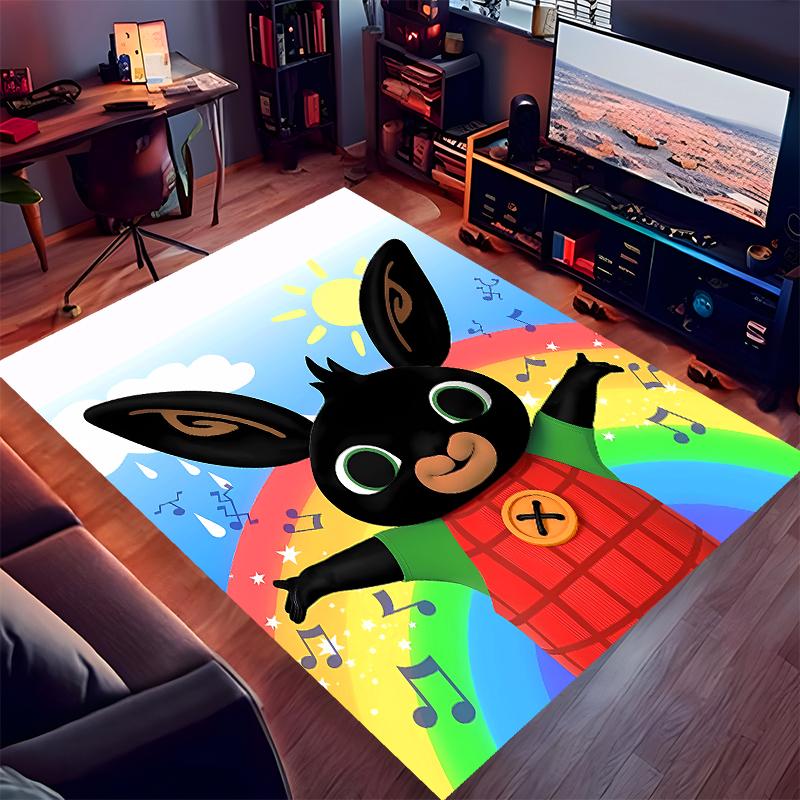 1pc Bing Print Area Rug - Soft, Washable Non-Slip Indoor Mat for Office Chairs, Living Room, Home Office Decorative Rug