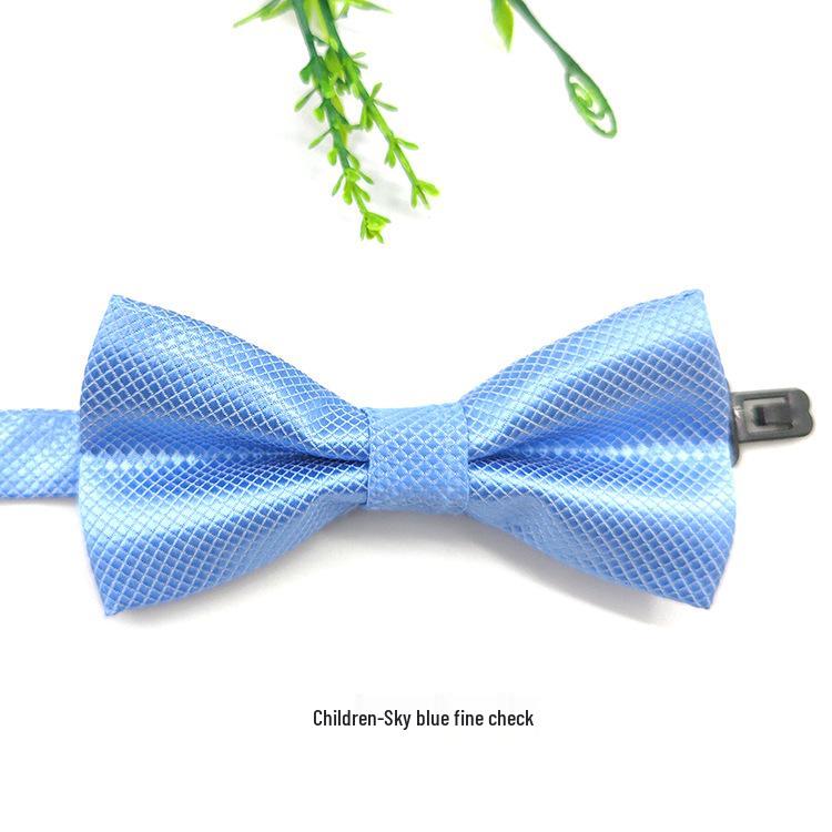 Children's Solid Black Plaid Bow Tie - School Uniform & Costume Accessory