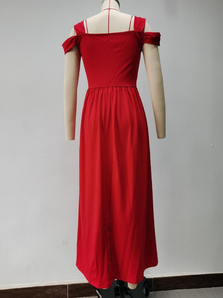 Летнее платье макси с V-образным вырезом, принтом, открытыми плечами, высоким разрезом, элегантное длинное вечернее сексуальное платье для вечеринки