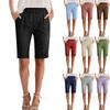 Женские однотонные повседневные брюки с высокой талией, спортивные брюки, шорты 1/2