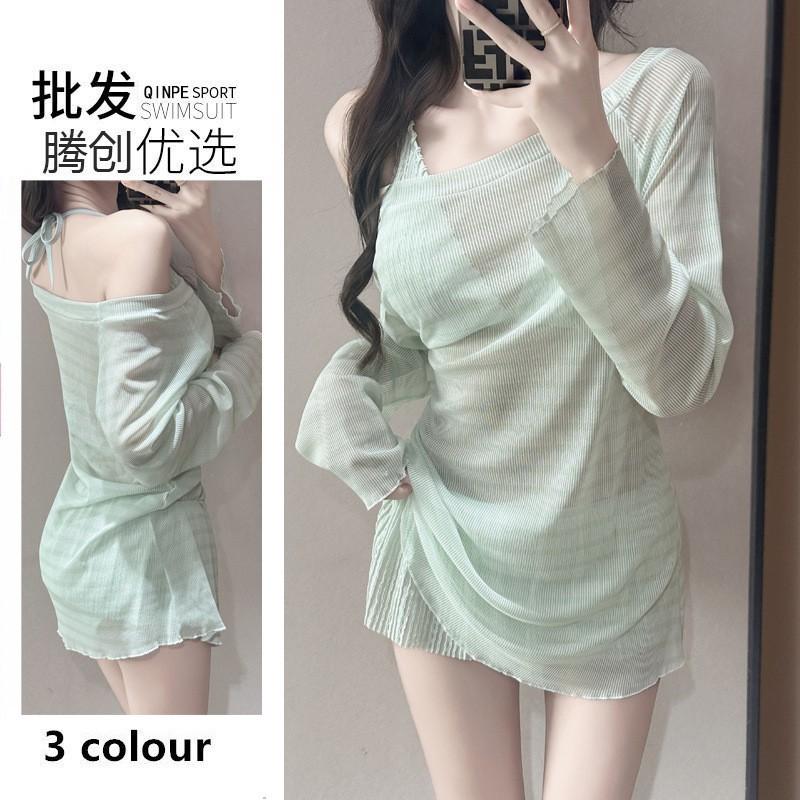 Pure Desire Lazy Style Hot Girl Blouse Bikini Split Three-piece Sexy Long-sleeved Swimming Suit Female