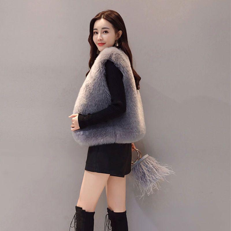 Haining imitation fur vest autumn and winter new women's coat short vest imitation fox fur vest