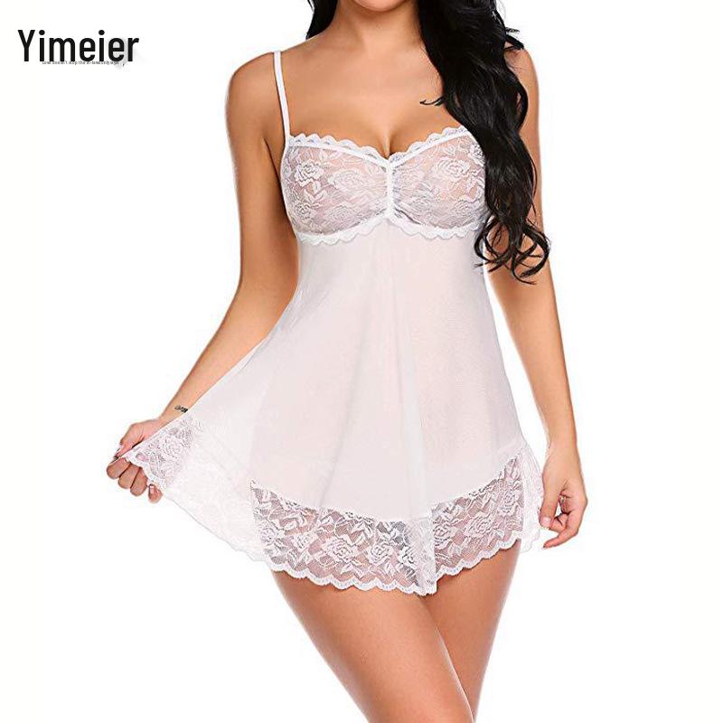 Новая европейская и американская сексуальная кружевная ночная сорочка из тюля на подвязках, нижнее белье