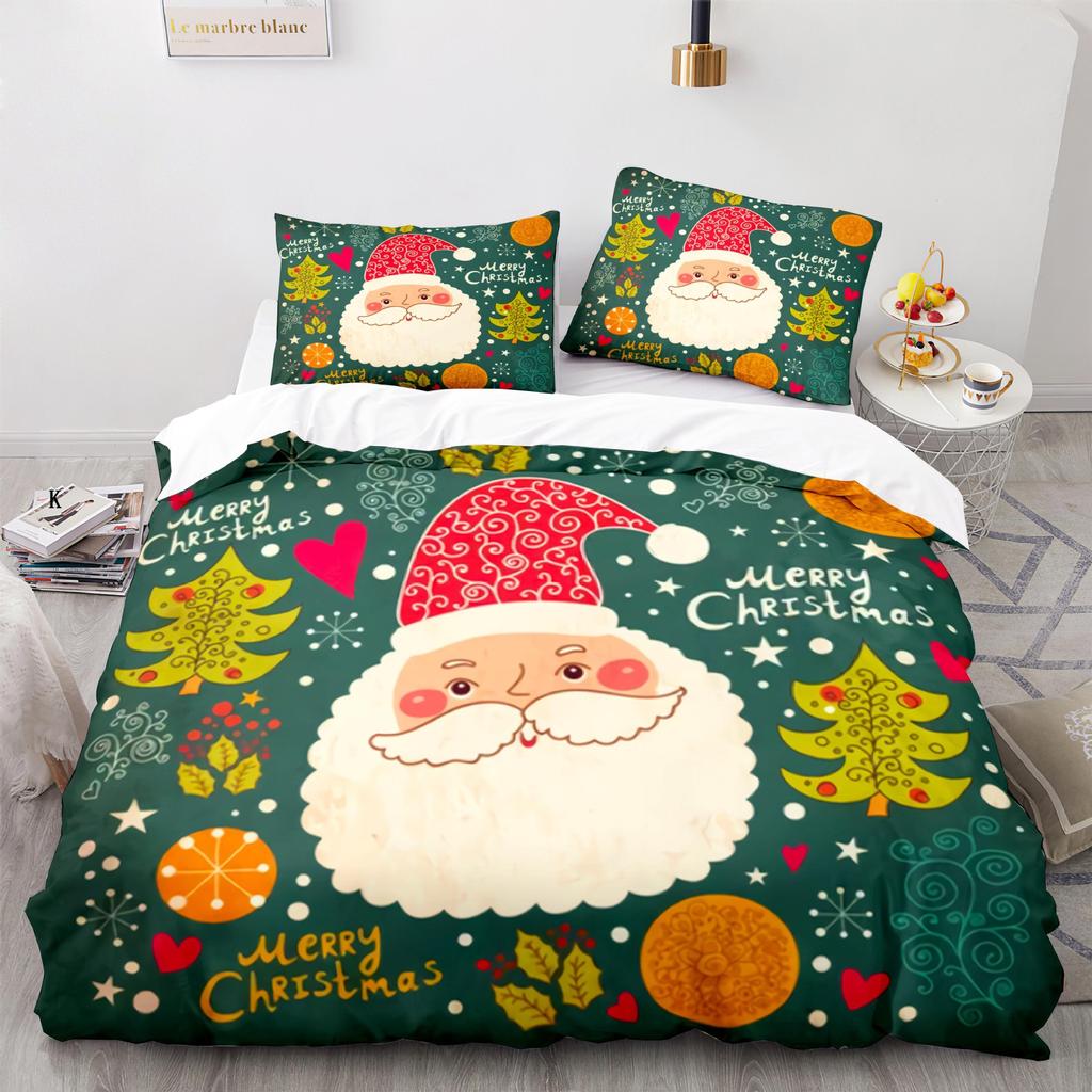 3d Three-piece Set European and American Size Santa Claus Quilt Cover Home Textiles