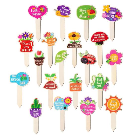 20 шт. Деревянные бирки для растений Деревенские этикетки для растений 20 стилей Садовые маркеры Бирки для горшечных растений Клумба для посадки цветов