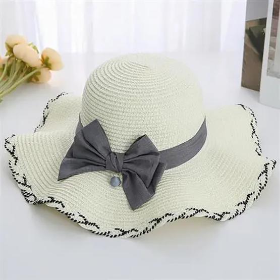 WTEMPO Wave Large Brim Straw Hats Women Versatile Bow Sunscreen Beach Seaside Casual Sun Hats