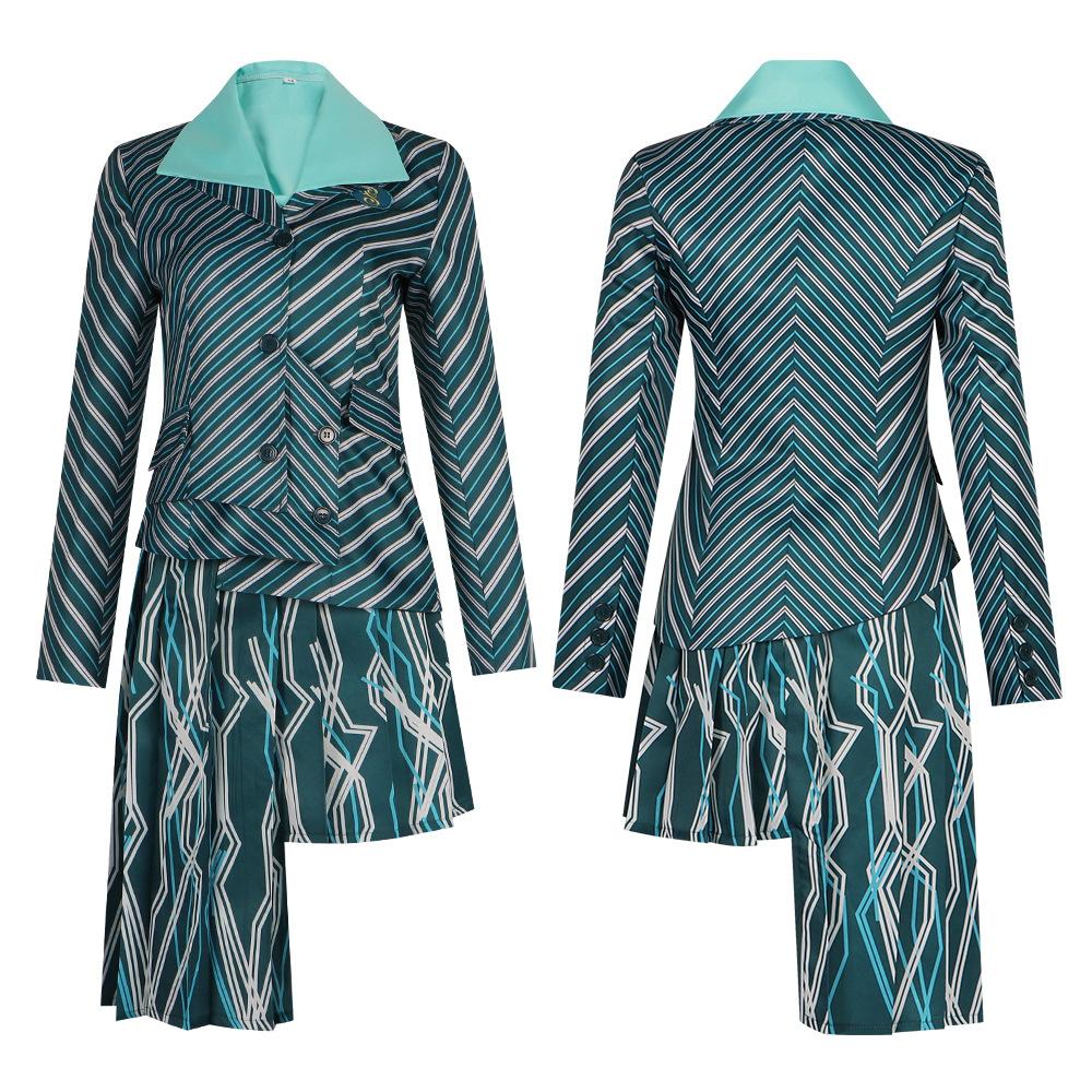 Film Wicked Cosplay Heksen Kostuum Elphaba Nessarose Mohamed Pfannee Cosplay Mannen Vrouwen Gestreept Schooluniform Set Dagelijk