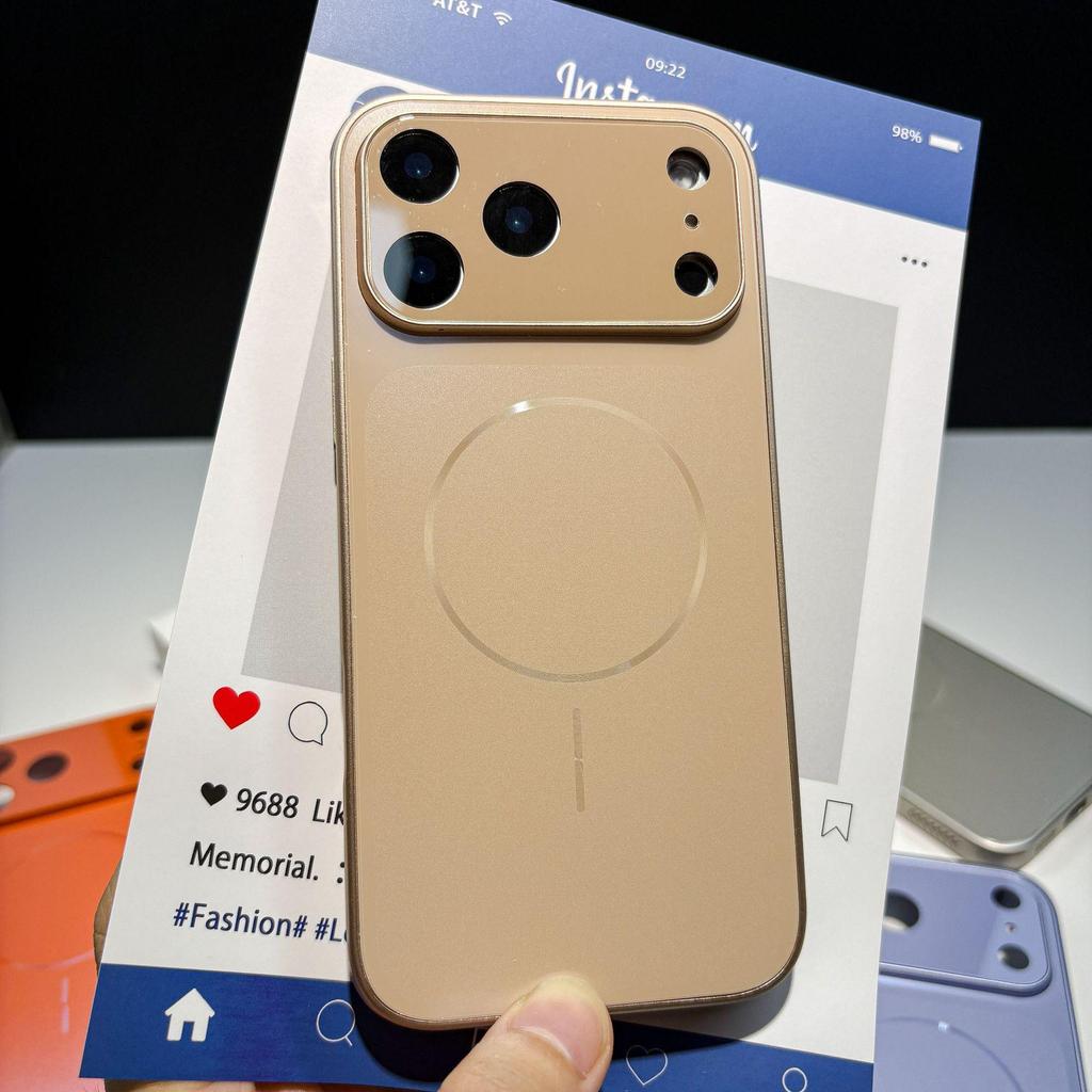 Мгновенный 17 Звезд Вселенная Оранжевый Чехол для iPhone 16 Pro Max с Полным Покрытием Объектива, Большим Окном, Магнитным Дизайном и Защитой от Падений