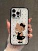 Прозрачный чехол для телефона Coffee Kitty для Apple 17ProMax, 16ProMax, 17Pro, 15, 14 с черным краем - Милый дизайн