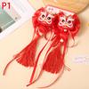 Аксессуары для волос Детская годовая заколка для волос Ханьфу головной убор в форме тигра год заколки китайский стиль кисточка красный бант заколка для волос