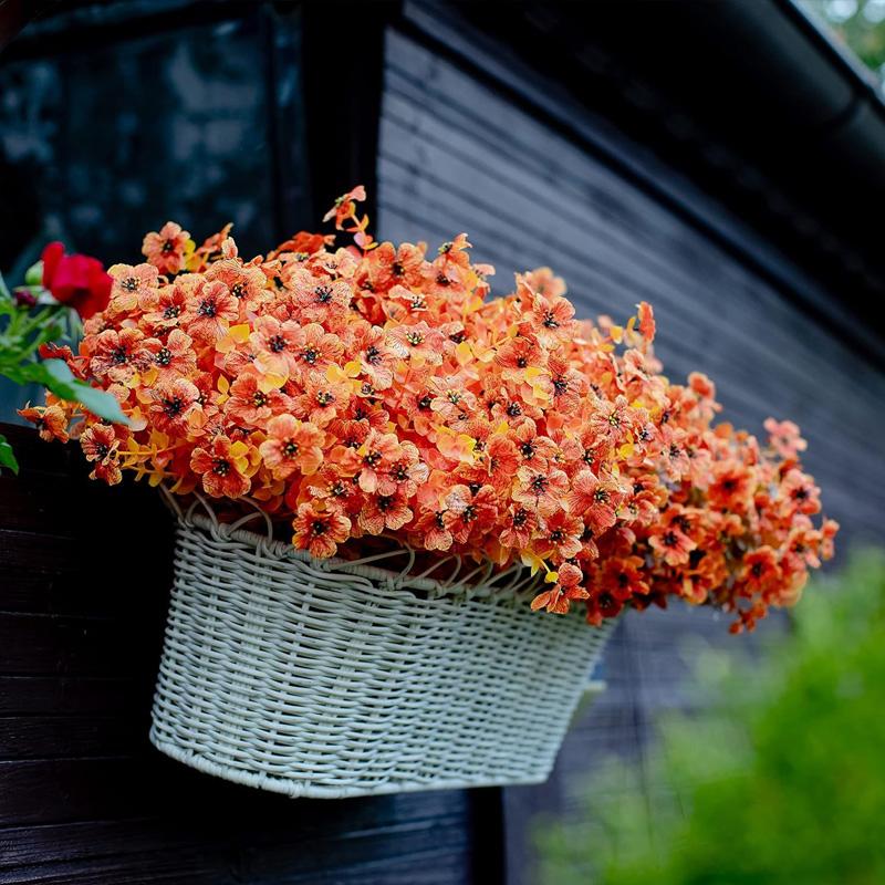 1 шт. искусственные свадебные цветы эвкалиптовая ветка букет оранжевый красный украшение для дома осень