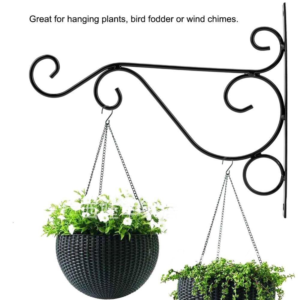 Wall Mounted Plant Bracket Black Flower Pot Hook Durable Wall Mounted Plant Hanger