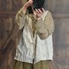Women Vintage Linen Vests Coats V-Neck Solid Color Single Button Patchwork Pockets Autumn Chinese Style Vests