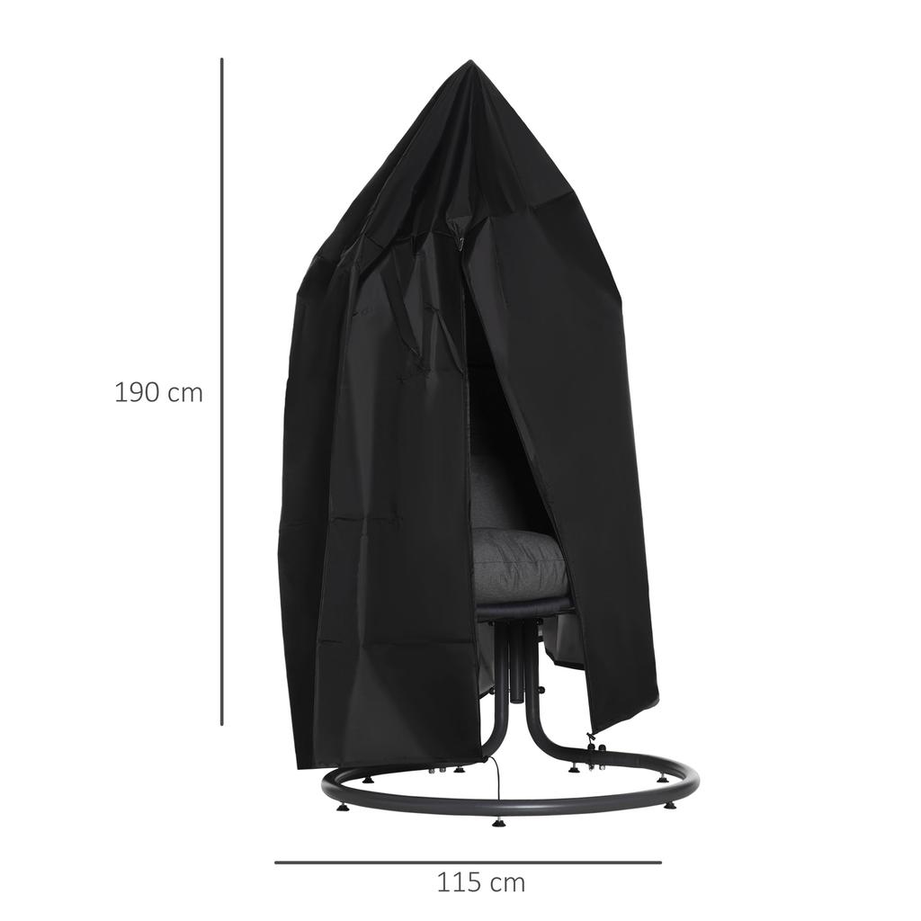 Black Hanging chair cover, waterproof and windproof, protective cover with zipper, cover for hanging basket, swing chair, hanging chair