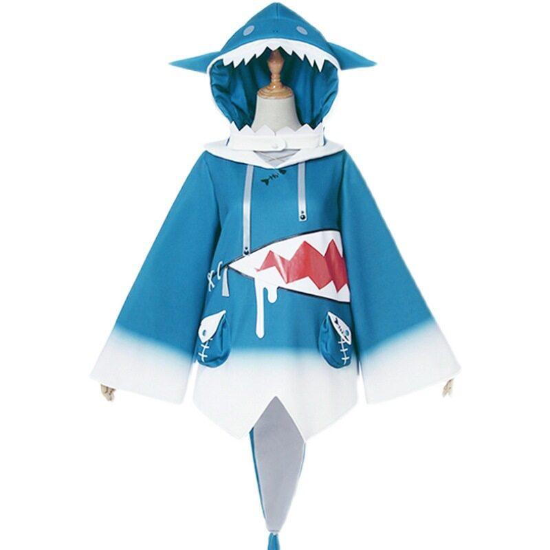 Японский Amine Vtuber Hololive ENG Gawr Gura Shark Girl Косплей Костюмы Девушка Женщины Милые Синие Тела Акулы Со Шляпой