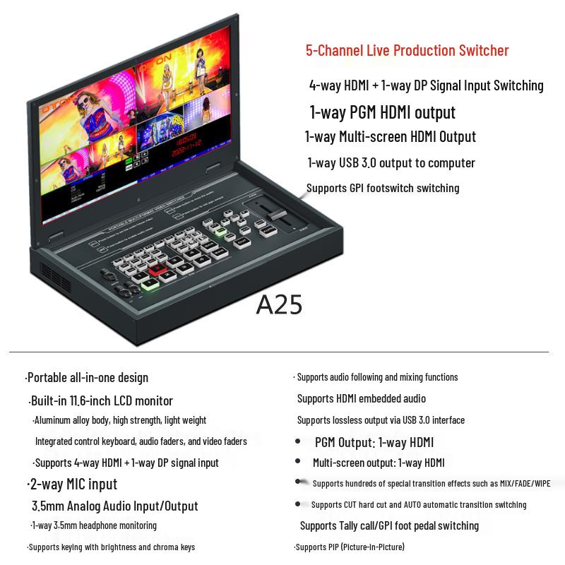 Oton A25 4-Channel HDMI Live Stream Switcher