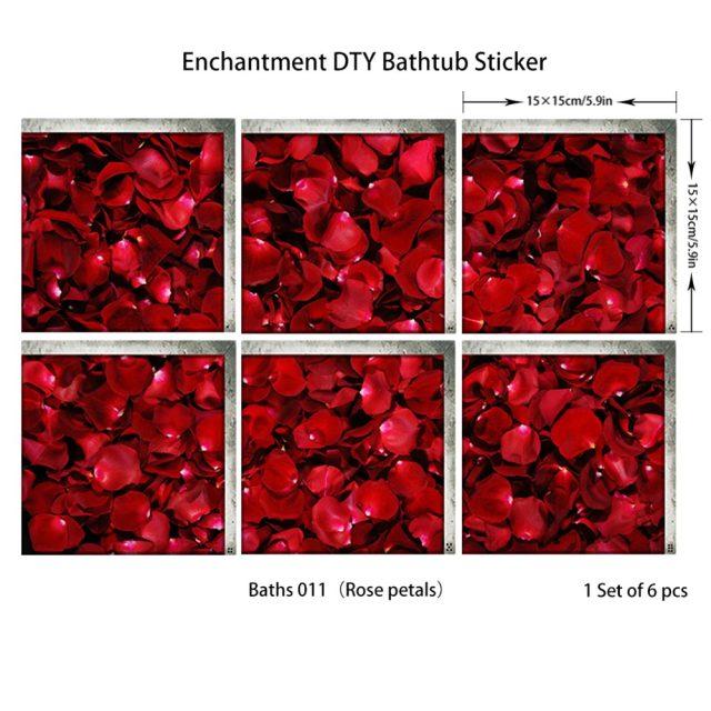 6 шт. наклейка на ванну Нескользящая водонепроницаемая самоклеящаяся наклейка с 3D эффектом для ванной комнаты ПВХ съемная декоративная фреска 15x15 см