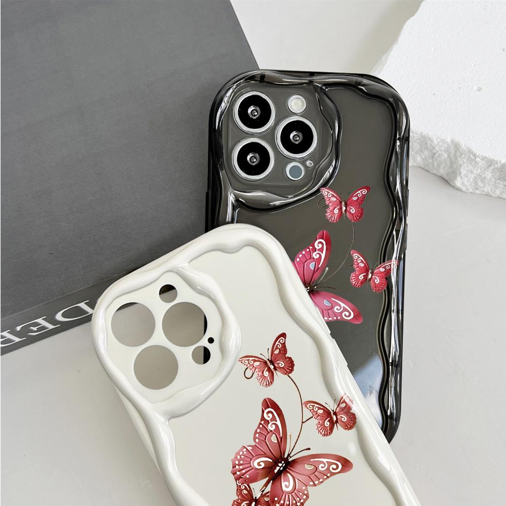 Cute Cartoon Pattern Cream Texture Casing Wavy Edge Soft Silicone Cover Phone Case for Huawei Honor Infinix Tecno iPhone