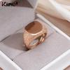 Kinel Big Size Glossy Shiny Gold Rings Square Simple Design Vintage Fine Jewelry