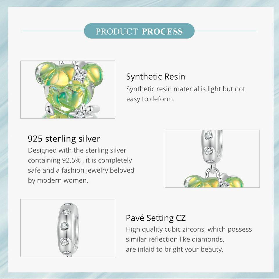 WOSTU Подвеска «Мечтательный медведь» из стерлингового серебра 925 пробы подходит для оригинального браслета «сделай сам», сказочный подарок для женщин, ювелирные украшения