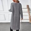 Женское осенне-зимнее платье с неровным разрезом, вязаное, свободное, мягкое, толстое, теплое