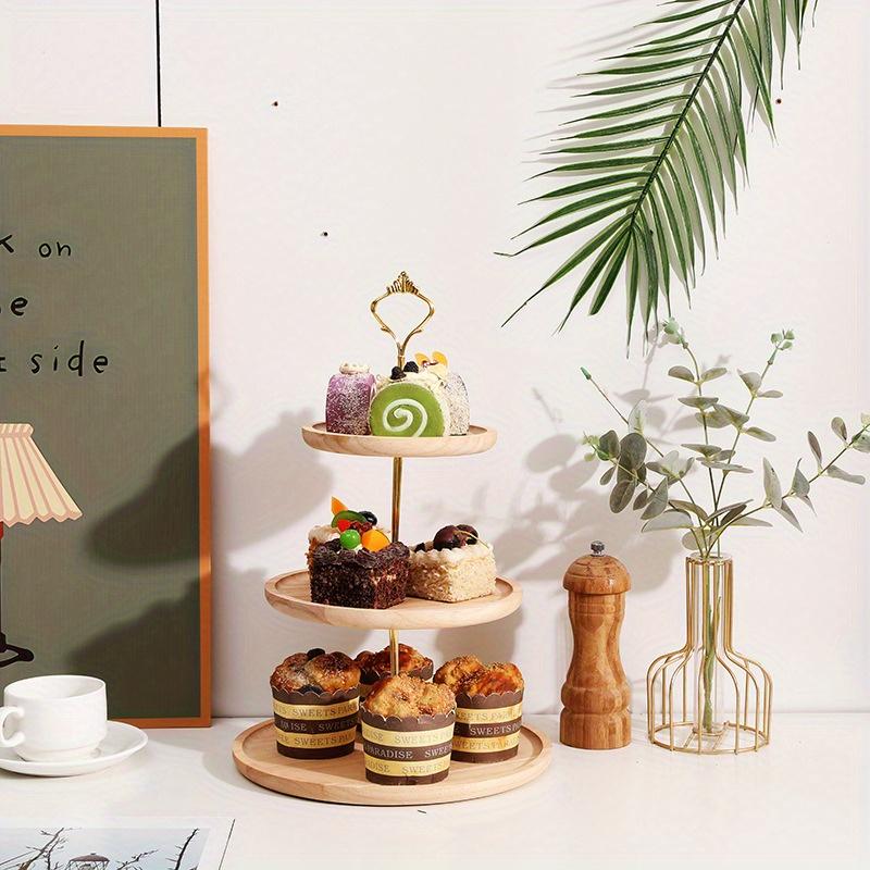 Украшения для десертного стола из цельного дерева, подставка для торта, витрина, тарелка с фруктами, поднос для закусок, многослойная тарелка с фруктами, деревянная полка