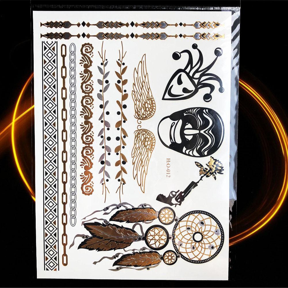 1PC Women Body Art Gold Metallic Tattoo Sticker Chain Bracelet Fake Jewelry