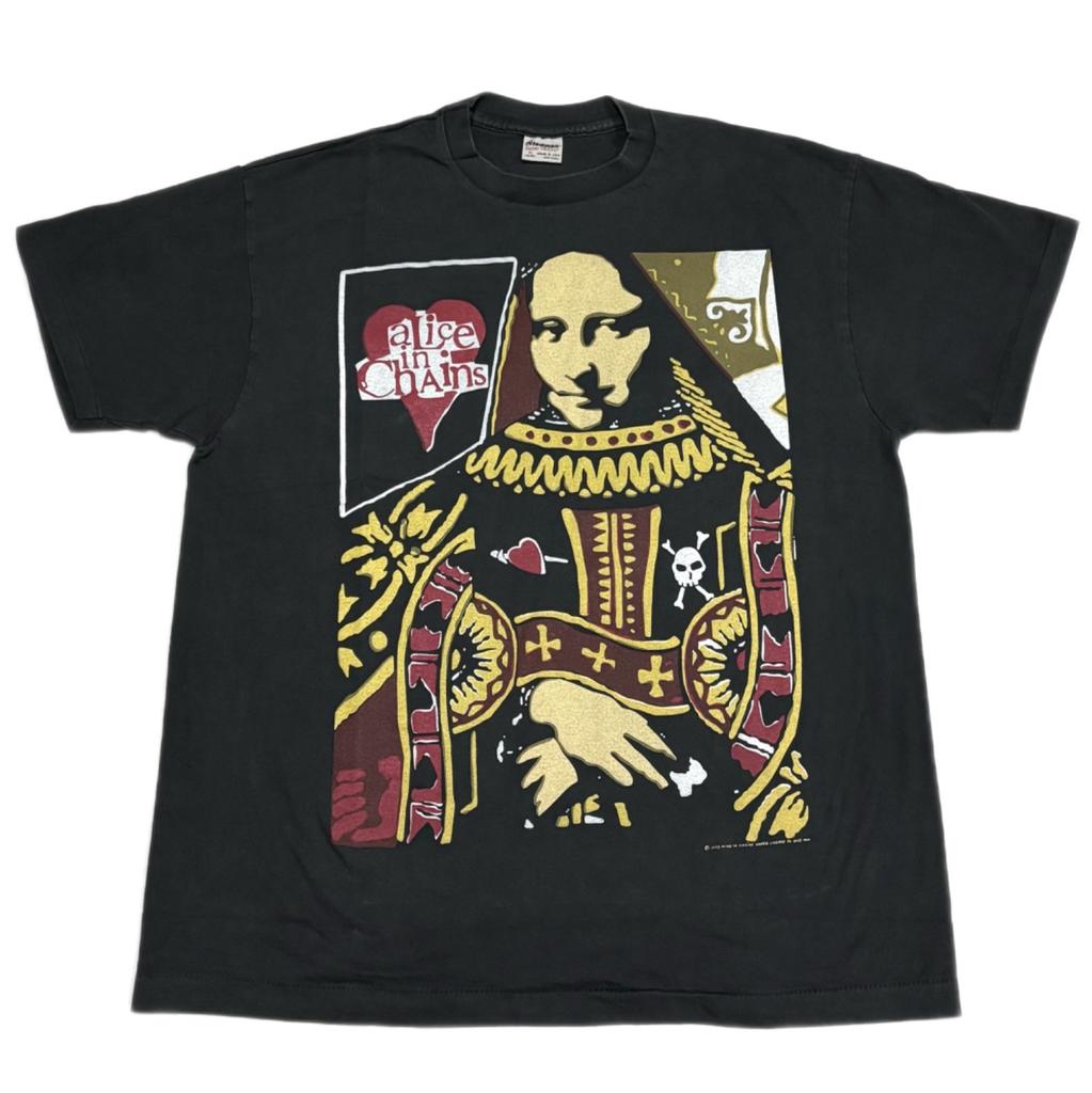 Винтажная футболка Alice In Chains Queen Of Hearts 1993 Tour 90s Band XL РЕПРИНТ Унисекс
