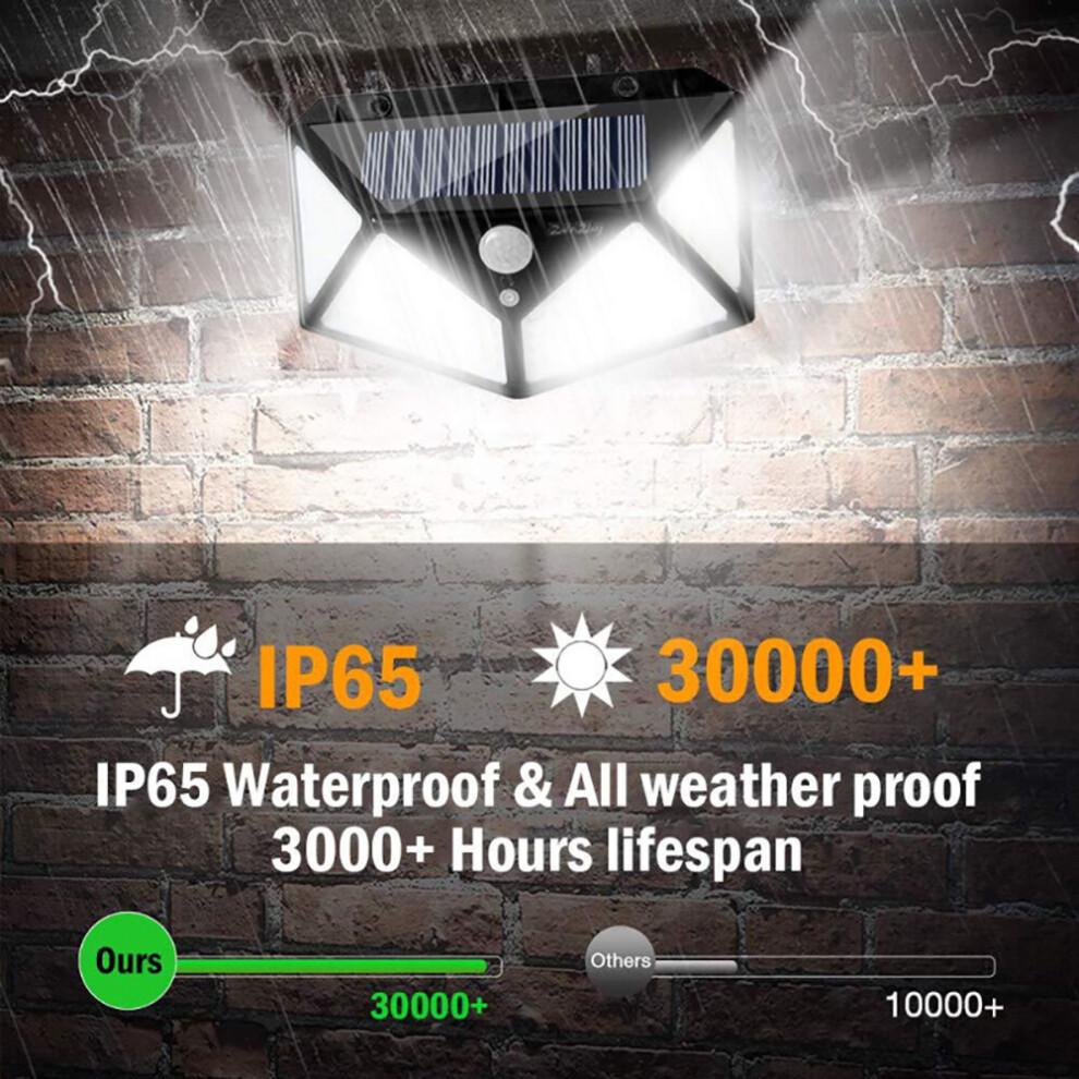 (4PCS) Solar Light Outdoor 100 LED Wall Light Motion Sensor Security Lights Waterproof with 3 Modes for Garden Outside