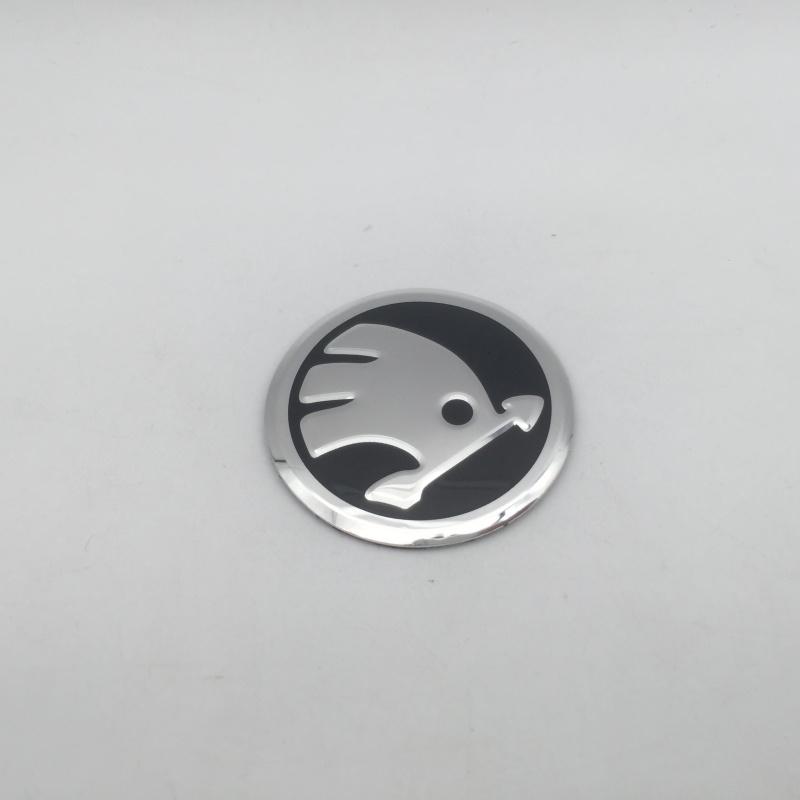 BAUK4 1pcs 3D 42mm 43mm car Emblem Steering Wheel Center Badge sticker Decal Styling Auto accessories For Skoda