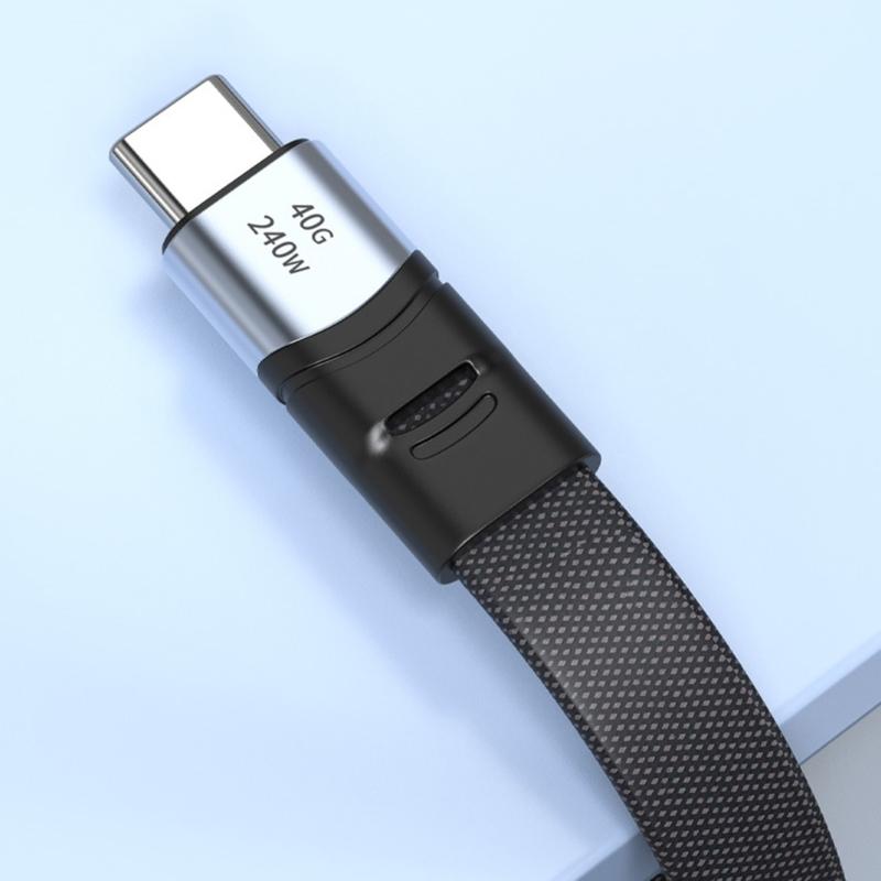 Угловой кабель USB C на USB C, 240 Вт, 90 градусов, Type C, зарядный шнур, кабель данных для смартфона, ноутбука