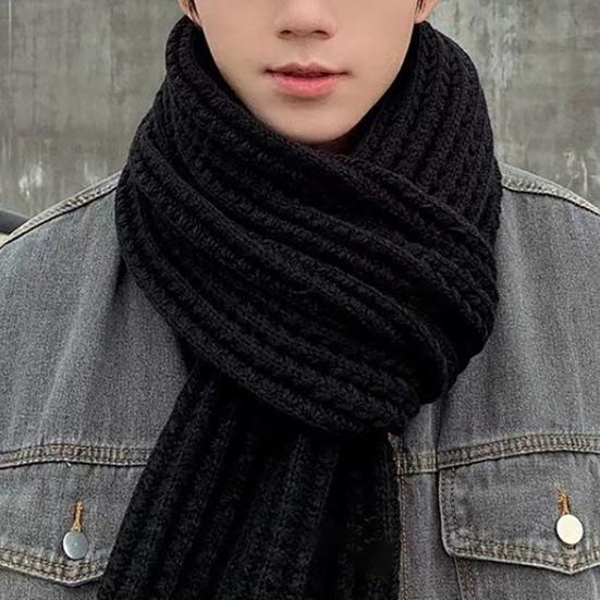 Yousheng Couple Winter Scarf Warm Thick Knitted Long Scarf Solid Color Soft Large Wrap Outdoor Indoor Cold Weather Neck Warmer