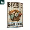 Винтажная табличка для прачечной 'Beagle Laundry Est' Стирка Сушка Всех Пород Собак Забавная Собака Металлическая Жестяная Табличка Железная Живопись Настенное Искусство Табличка для Прачечной